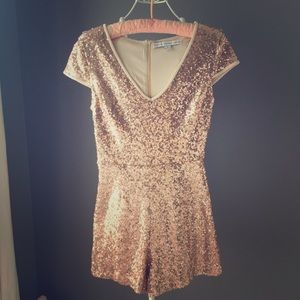 HYFVE Stylish Sequin Rose Gold Romper NWOT